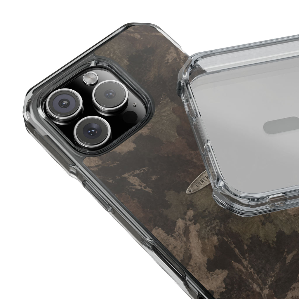 Phone case with Clueless brand logo on a green background