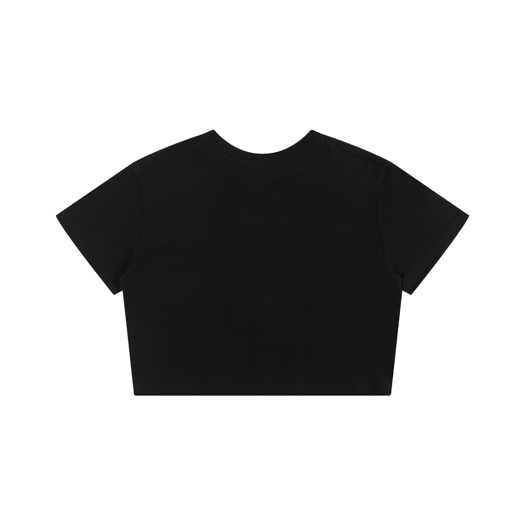 Black crop top on a white background
