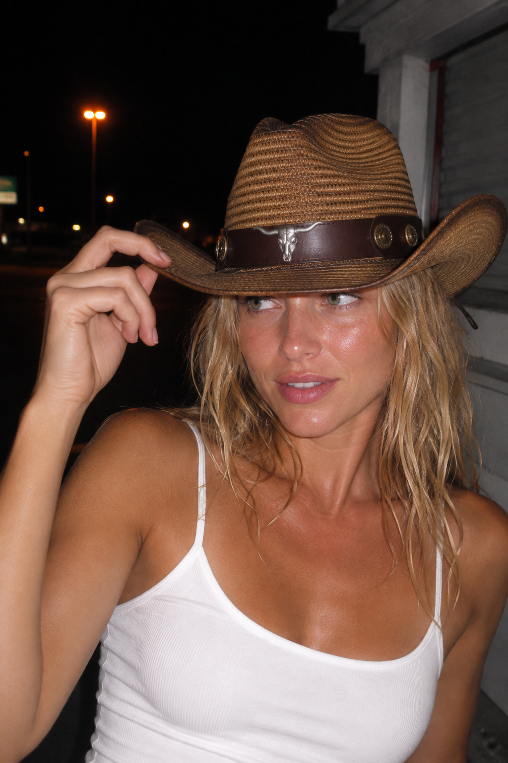 Bull Skull Straw Cowboy Hat