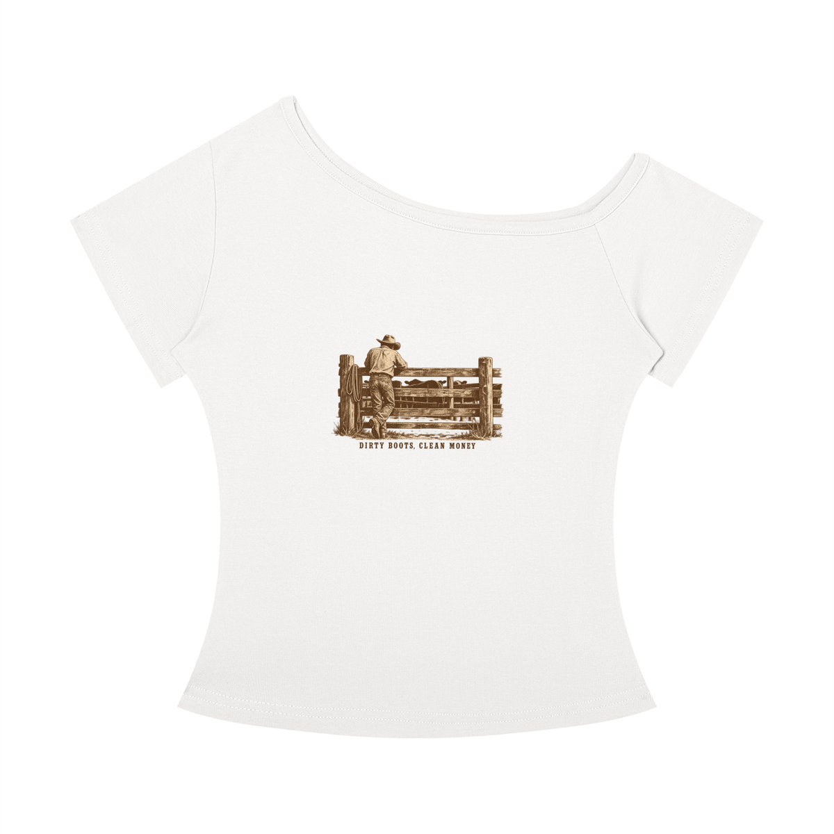 Dirty Boots Off-the-Shoulder Tee